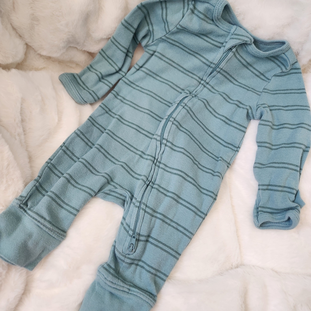 Cloud Island Teal Striped Kids Footie